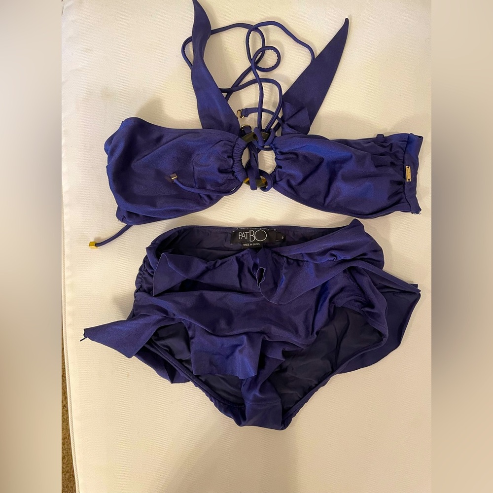 PatBO Navy Ruffle Bikini Swim Set